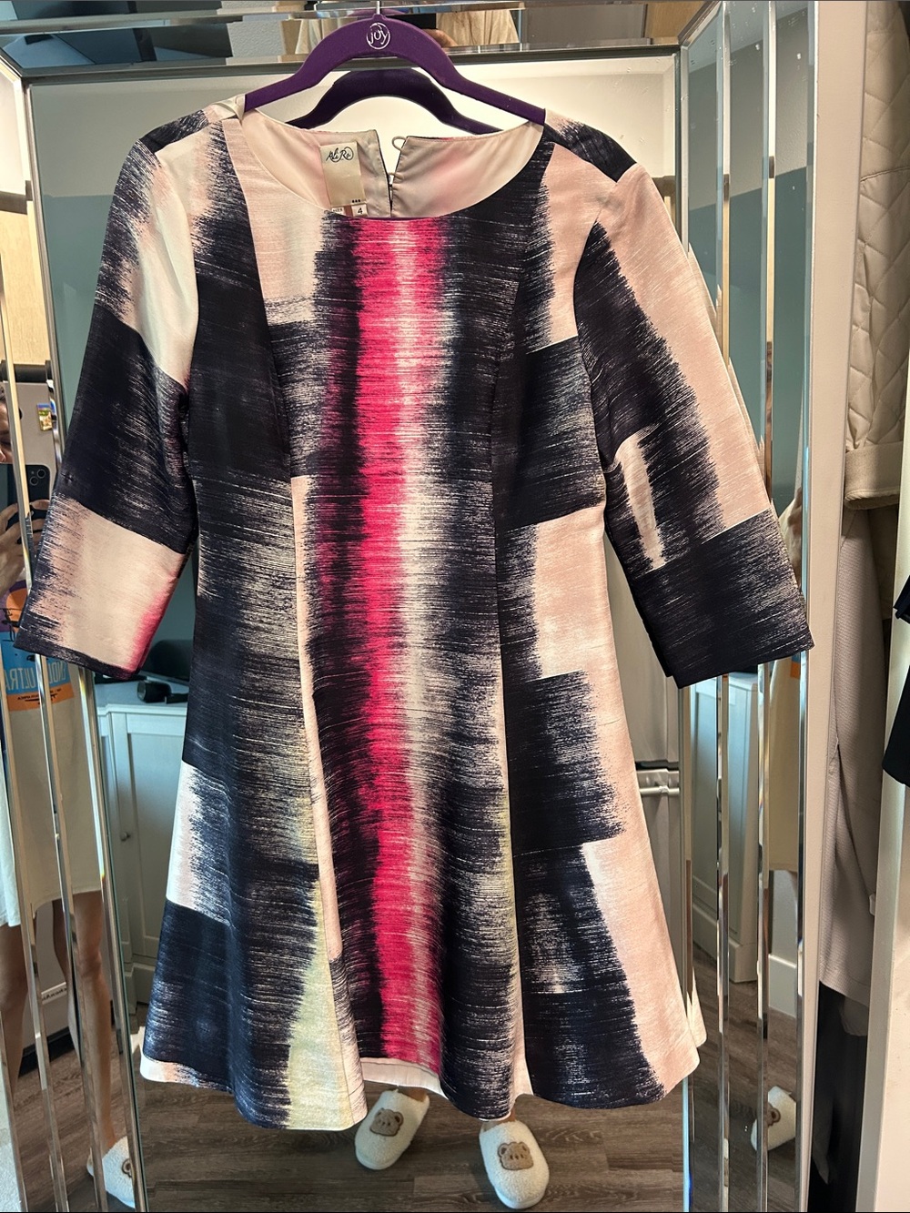 Girls' Brushstroke Print A-Line Dress - Multicolor